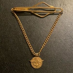 Vintage Tie Clip Sun Naval design Tee Bar Anchor Wings
